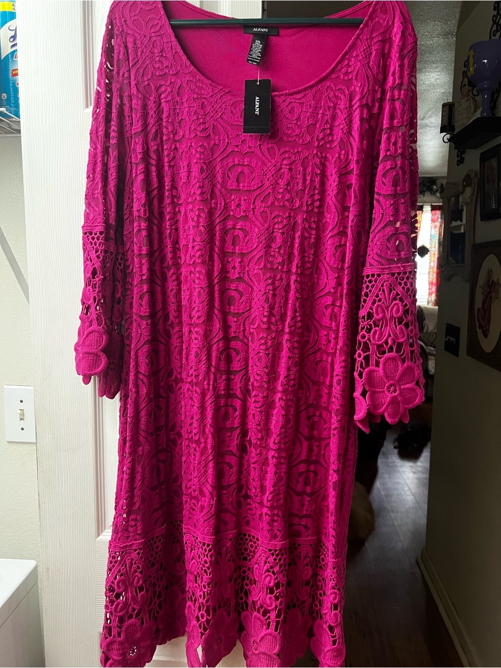 Alfani Fuchsia Crochet Lace Top